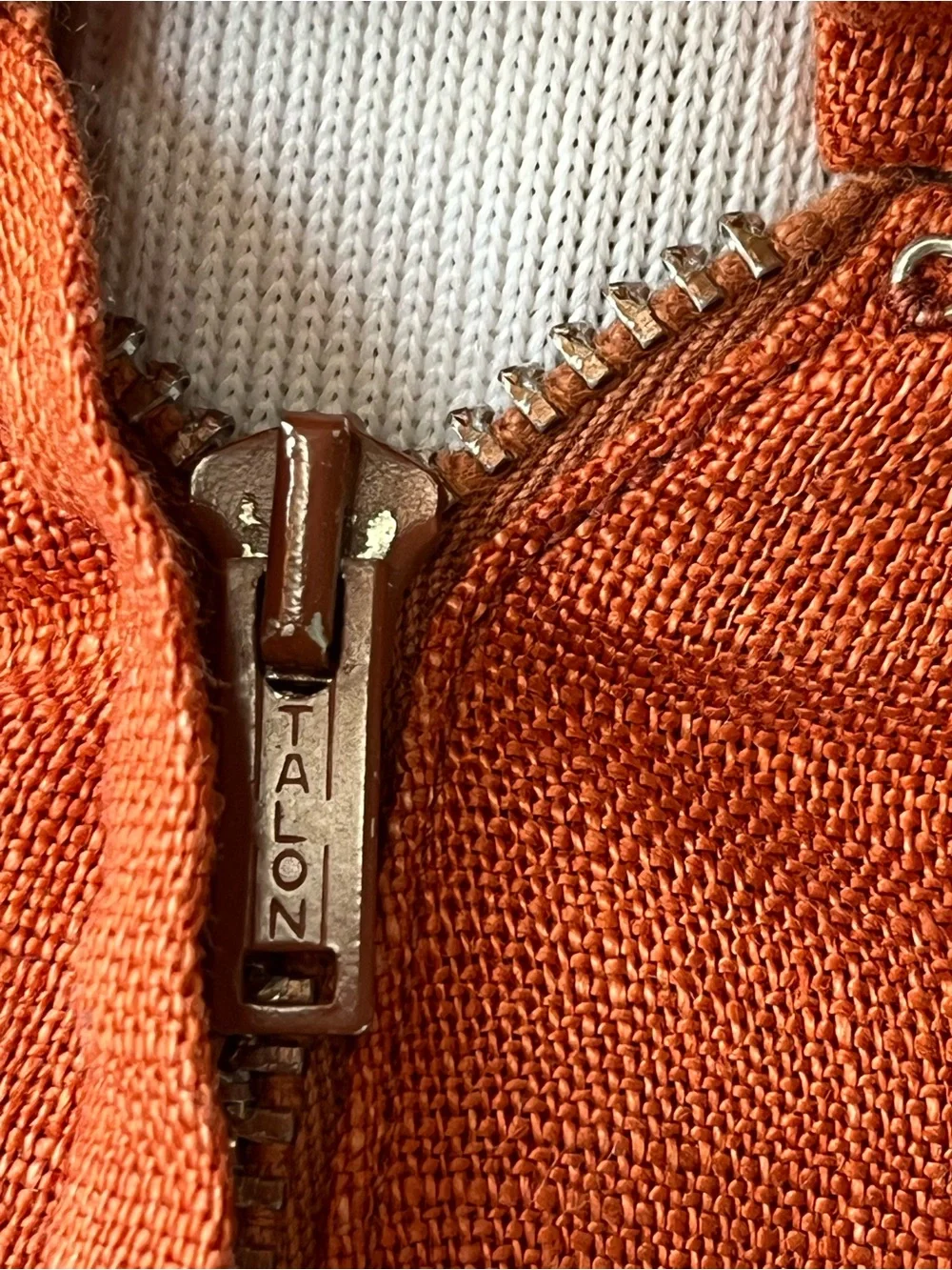VTg 30s 40s Linen? Dress Secretary Sailor Size XS/S Burnt Orange tie neck - Picture 9 of 14